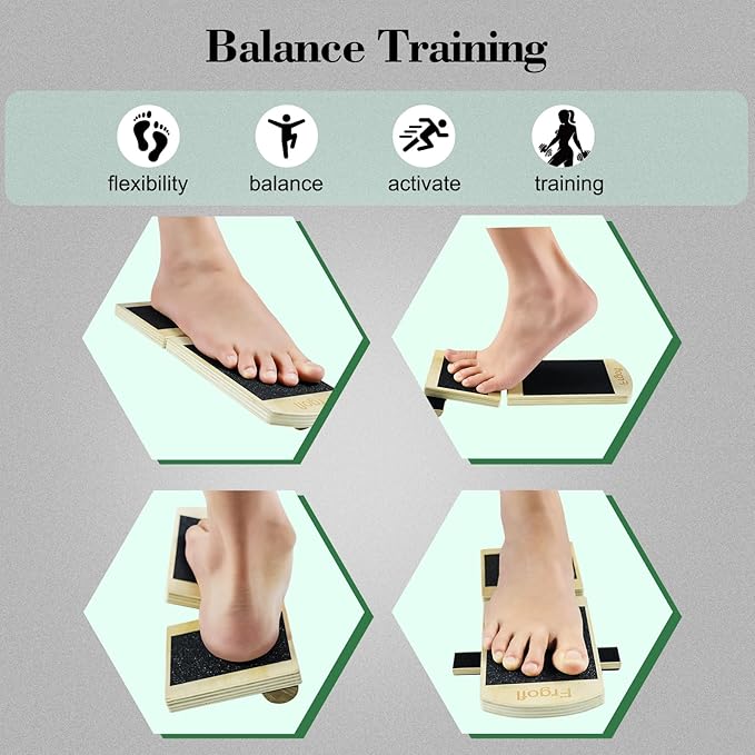 Frgofl Balance Board for Ankle Strengthening & Physical Therapy - Adjustable Single Leg Board for Recovery from Sprains, Plantar Fasciitis | Stability Trainer with Video Guide and Carry Bag