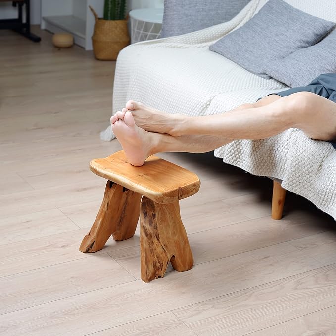 Brefhome Cedar Wood Stump Outdoor/Indoor Side Table,Garden Stool End Table,Little Wooden Plant Stool,Small Wood Seat Stool, wood stool-3, Light Brown