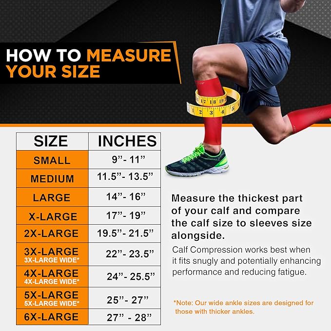 Doc Miller Compression Calf Sleeve for Men & Women – 20-30mmHg Graduated Support for Running, Shin Splints, Calf Strain – Knee High, Small to 6XL Plus Size