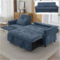 Gagawin 2 in 1 Convertible Sofa Bed with Reversible Recliner, Chenille 3-Seater Couch Sleeper with Pull Out Bed & Adjustable Backrest & Dual USB Charging Ports for Living Room, Blue