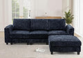 Lesofair 87" Convertible L-Shape Couch with Flexible Ottoman, Soft Sectional Sofa with 2 Built-in Cup Holders, Chenille 3 Seats Sofa with Well-Filled Back Cushions for Living Room, House, Blue