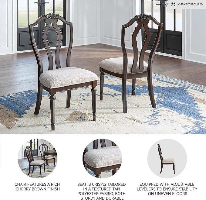 Signature Design by Ashley Lavinton Traditional Upholstered Dining Chairs - Tan (Set of 2)