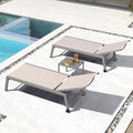 PURPLE LEAF Outdoor Chaise Lounge Set for 2 Oversized Pool Lounge Chairs with Easy-to-Move Wheels and Adjustable Backrest Extra Large Patio Loungers for Poolside Deck Beach Yard Table Included, Khaki