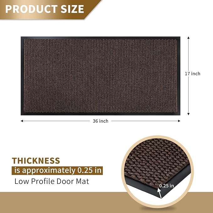 Yimobra Doormat Outdoor Indoor Entrance 36 x 17, All-Season All-Weather Front Door Mat, 100% Waterproof Welcome Matt for Floor Garage Outside Entry, Stain and Fade Resistant