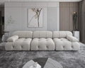 JACH 104" Convertible Modular Sectional Sofa, Minimalist Mid-Century Velvet Sofas Couches, Luxury Modern 3-Seat Wide Couch Sectional for Living Room Bedroom Office Apartment (Beige)