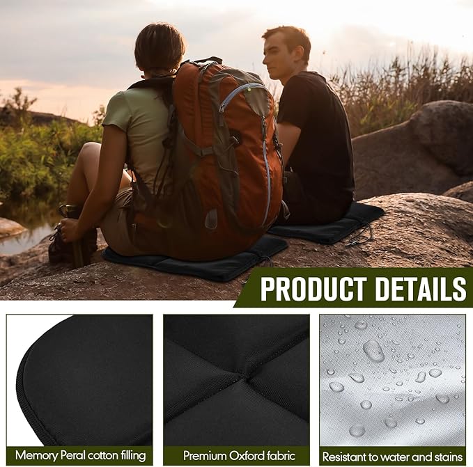 Breling 4 Pack Sitting Pad, Foldable Hunting Seating Cushion for Backpacking Bleacher Cushion with Hook Waterproof Folding Lightweight Pad for Camping Hiking Stadium Outdoor