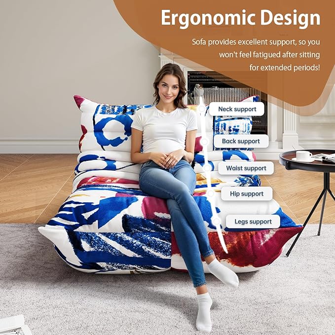 Selyteramy Oversized Bean Bag Chairs for Adults, Giant Beanbag Chair with Memory Foam, Comfy Lounge Chair Lazy Sofa for Apartment, Living Room, Bedroom, Office(Knit Fabric)