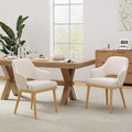 MALOL Wooden Dining Chairs Set of 2, Modern Fabric Upholstered Dining Room Chair, Kitchen Side Chairs, Farmhouse Dinner Chair with Open Back for Kitchen, Beige