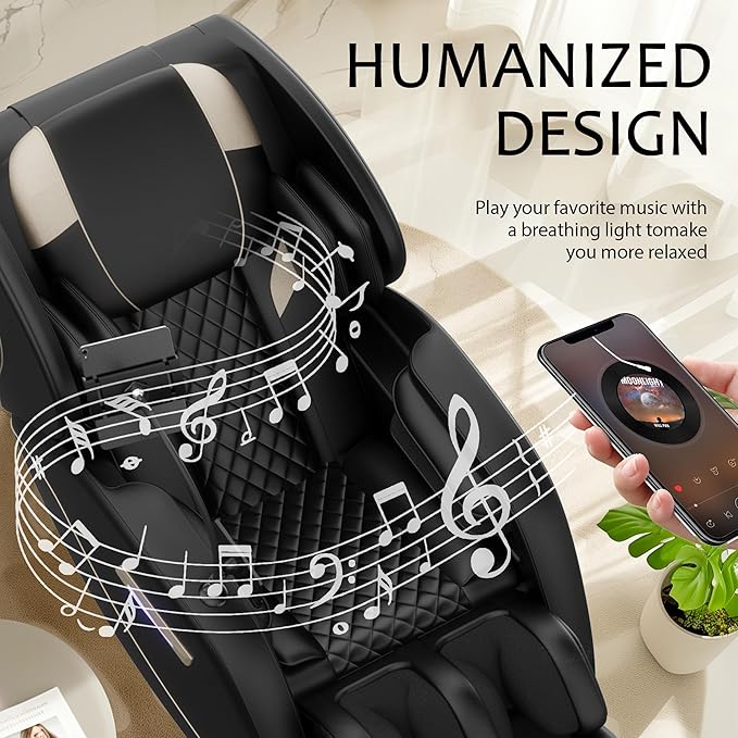 2026 Massage Chair Full Body, Zero Gravity SL-Track Shiatsu Massage Recliner Chair with Body Scan, 6 Fix Point Rollers,Airbags,Deep Yoga Stretch, Heating Function (Black1)