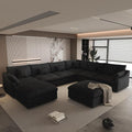 Modular Sectional Sofa Couch With Ottoman,156inch U Shaped Down Filled Cloud Couch,Convertible Sofa Bed Living Room Set,8 Seat Sleeper Bed, Cover Washable and Replaceable Couches for Living Room,Black