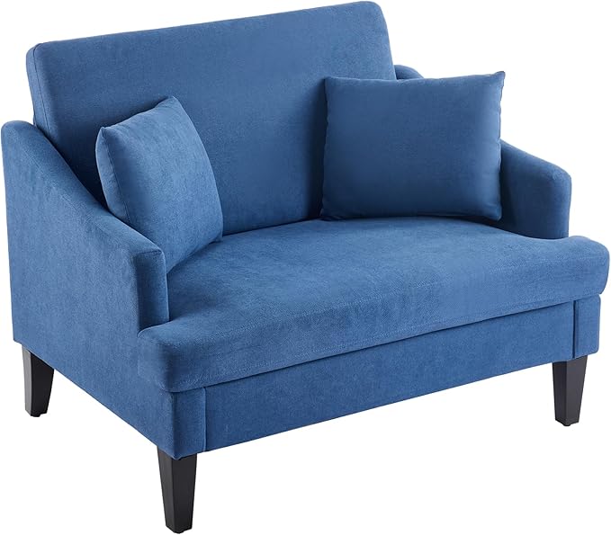 Bezseller Oversized Accent Chair, 33.5'' Wide Seat Comfy Armchair with 2 Pillows, Upholstered Big Reading Chair, Modern Single Sofa Chair for Living Room Bedroom Apartment Office, Blue