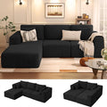 KINGYES 107'' Modular Sectional Sofa, L Shaped Cloud Couch for Living Room, Modern Boneless Sofa with Chaise for Bedroom, Black