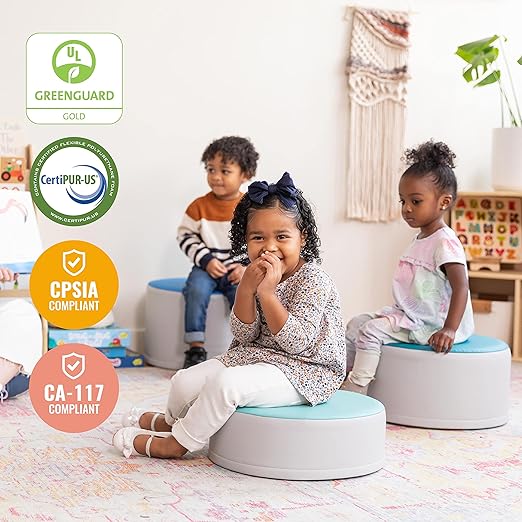 ECR4Kids SoftZone Colorful Stump Stool Set, Flexible Seating, Contemporary, 3-Piece