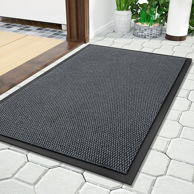 Yimobra Doormat Outdoor Indoor Entrance 36 x 24, All-Season All-Weather Front Door Mat, 100% Waterproof Welcome Matt for Floor Garage Outside Entry, Stain and Fade Resistant,Grey