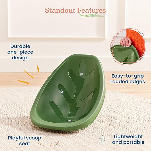 ECR4Kids Leaf Floor Seat, Rocker Chair, Hunter Green, 6-Piece