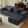 102" L-Shaped Couch for Living Room,Modular Sectional Cloud Couch with Ottoman,Boneless Sofa in A Box,Upholstered Couches for Bedroom,Beige Sofa with Oversized Chaise