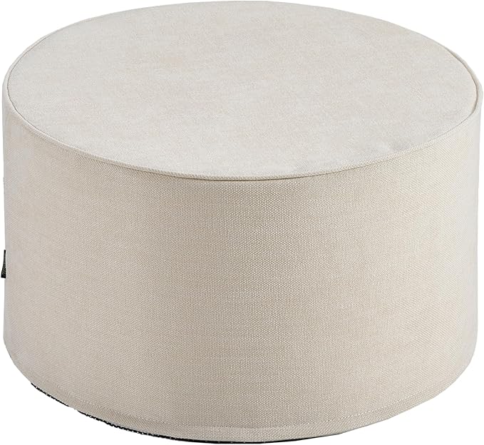 Weaverlane Large 22" Sturdy Ottoman Pouf for Living Room, Bedroom, Playroom, High Density Foam Filling Footrest, Side Table, Extra Seating Home College Dorm Décor Extra Firm (Beige)