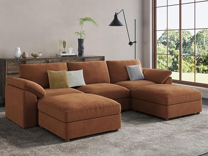 EASE MOOSE Oversized Modular Sectional Couch,Deep Seat L Shape Sectional Couch,Comfty Chenille Modular Sofa for Living Room, Removable Cover
