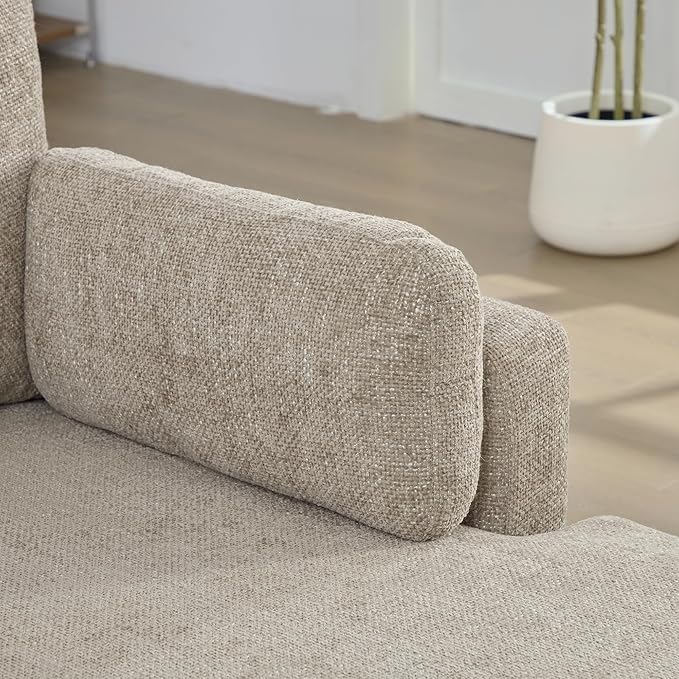 KEIKI 60" Chaise Lounge Chair Indoor, Modern Deep Seat Sofa Bed, Corduroy Couch with Cushions, Single Sleeper Chair for Living Room, Bedroom, Apartments, Taupe (Right Side)