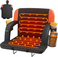 HOPERAN Dual-Sided Heated Stadium Seats for Bleachers with Back Support, 3 Levels Heating Bleacher Seats with Backs and Cushion Wide, 5 Pockets Portable Stadium Chair for Outdoor Sports (Orange)