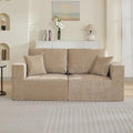 83'' Boneless Loveseat Sofa, Comfy Deep Seat Sectional Cloud Couch, No Assembly Chenille Love Seat for Living Room, Camel
