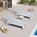 PURPLE LEAF Outdoor Chaise Lounge Chairs Set of 2 White Aluminum Lounge Chair Five-Position Adjustable Chaise Lounge with Wheels and Table for Pool Deck Patio, Mixed Color