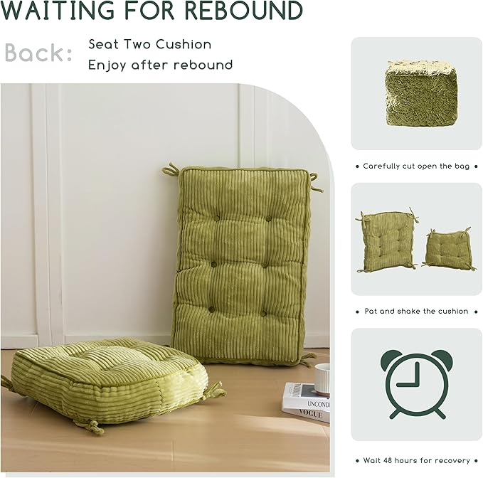 HIGOGOGO Rocking Chair Cushion with Corduroy Cover (Without Chair), 46 x 18 Inch Supportive Cushion, Overstuffed Chair Cushion,Green