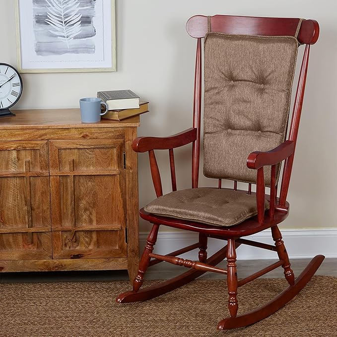 Klear Vu Embrace Rocking Chair Cushions for Living Room, Nursery, or Home Office, Tufted and Non-Slip Pads, 2 Piece Set, Seat 16"x15" and Seat Back 24"x17", Chocolate