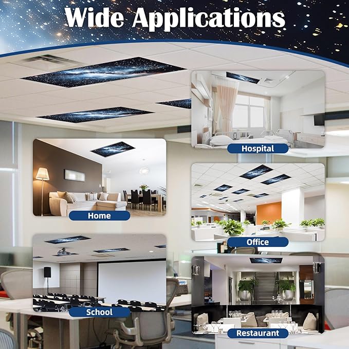 8 Pcs Fluorescent Light Covers - 4 x 2 Feet Covers for Ceiling Lights, Magnetic Light Filters for Classroom, Office, Hospitals, Home