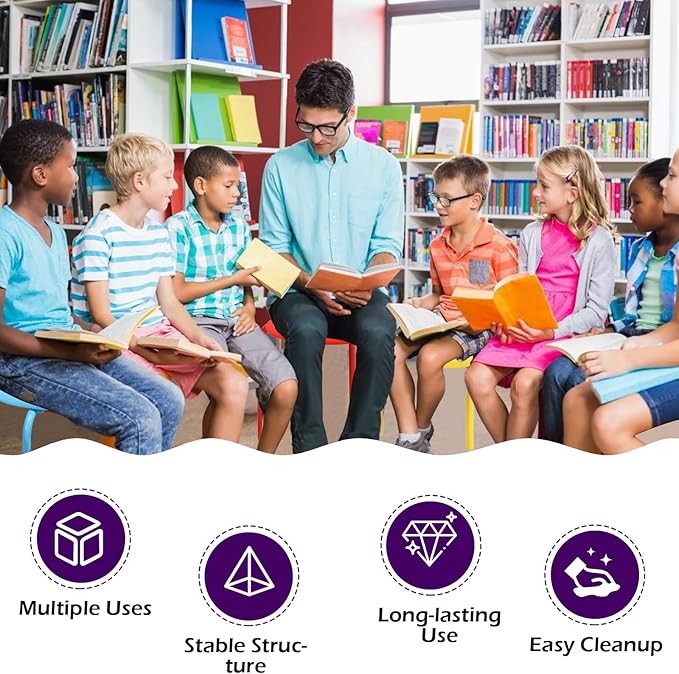 POWERSTONE Stackable Stools Set of 6, 17.5in Portable Stacking Bar Stool Colorful Classroom Stools with Iron Legs Round Nesting Chairs Flexible Seating for Home Office School