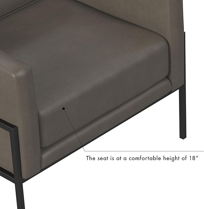HomePop Modern Metal Frame Accent Chair|Homepop Home Décor|Accent Chairs for Living Room & Bedroom - Pewter Gray Faux Leather