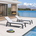 PURPLE LEAF Patio Chaise Lounge Set for 2 Outdoor Chaise Lounge Chair with Aluminum Frame and Wheels Pool Lounge Chairs for Deck Yard Poolside Table Included, Linen