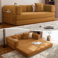 LIAROO 78.8" Convertible Sofa Bed - Compression Sofa with Corduroy Fabric - with Armrests and Backrest - Modular Sectional for Living Room, Bedroom, Studio - Compression Sofa in Box (Yellow)