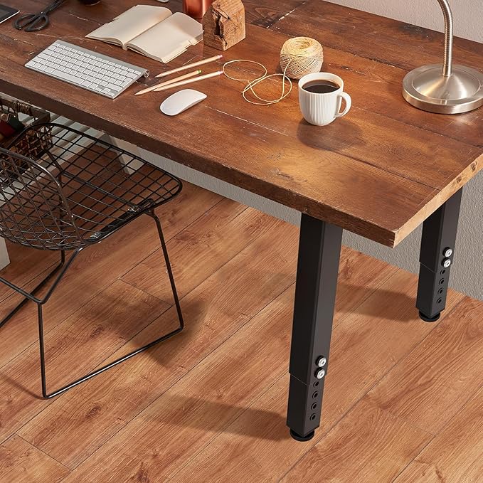 POROHOM 4PCS Adjustable Square Table Leg (24-40inch)，Metal Desk Legs, Home Office DIY Furniture Leg Set for Tables, DIY desks, Counter Tops, Kitchen Tables,Office Desk (Black)
