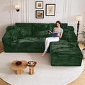108" Boneless Cloud Sectional Couches for Living Room, Fluffy Comfy Soft L Shaped Memory Deep Seat Foam Boneless Couch, Modular Sectional Sofas with Right Facing Chaise, Green