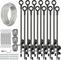 hannger 12 Pcs 30" Long Ground Anchors Shed Anchors Kit with 3/16" Galvanized Cable & Turnbuckles & Carabiners, Heavy Duty Earth Anchors for Sheds Trees Trampoline Greenhouse Swing Set Tent.