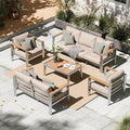 Oasbira Aluminum Outdoor Patio Furniture Set with Coffee Table, 5 Piece Outdoor Conversation Sets with Washable Thick Cushions, Patio Sectional Furniture Set for Porch, Lawn, Garden, Silver