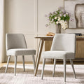 HULALA HOME Modern Dining Chairs Set of 2，Taupe Fully Chenille Upholstered Dining Room Chairs Set with Foot Peg, Solid Wood Frame, Armless Kitchen Accent Chairs for Living Room Bedroom Reception