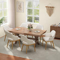MALOL Wooden Dining Chairs Set of 6, Modern Fabric Upholstered Dining Room Chair, Kitchen Side Chairs, Farmhouse Dinner Chair with Open Back for Kitchen, Beige
