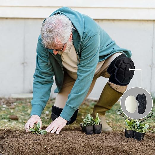 Knee Pads for Gardening Men Women, Soft Knee Pad for Cleaning, Flooring, Weeding, Waterproof Non-Slip Kneepads with Thick EVA Foam Padding for Mechanic, Concrete Workers for Christmas, Black XL (1 Pair)
