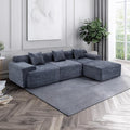 119’’ Modular Sectional Sofa, Cloud Sectional Couch with Deep Seat, Modern Modular Compression Sofa Couch with Chaise, Upholstered Couches, Throw Pillows for Living Room Bedroom, Blue