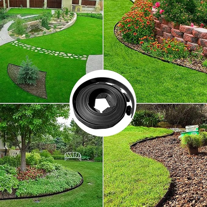 Garden Edging Borders 66FT,Landscape Edging Black[Extra Tall 4IN High] with 100pcs Stakes,Lawn Edging Border Flexible Garden Edge Plastic Fence for Tree,Flower Bed,Landscaping,Yard