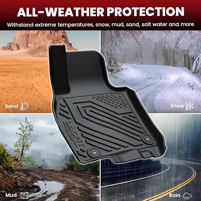 LASFIT Floor Mats & Backrest Mats & Cargo Mats for Mazda CX-90/CX-90 PHEV 2026 2025 2024 7 Seats with 2nd Row Bucket Seats, All Weather TPE Custom Fit Floor Liners for CX-90/CX-90 PHEV Car Mats