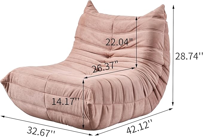 Bean Bag Chair - Corner Sofa, Fireside Chair Bean Bag Sofa Large Bean Bag Chair for Adults,Fireside Floor Couch for Living Room, Bedroom, Gaming & Office (Yellow, Single) (Pink, Single)