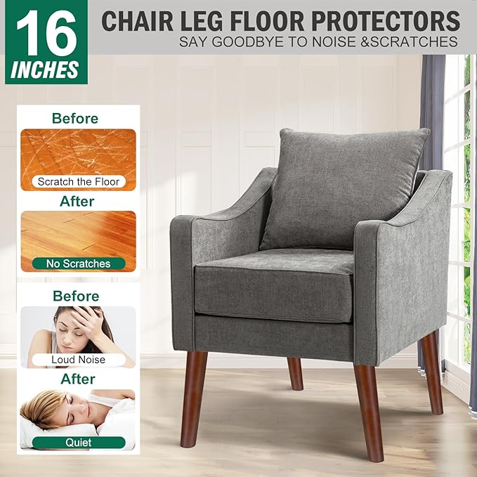 FoDau770 Brown Rubber Wood Furniture Legs 16 Inches, Slant Tapered Wood Feet Mid Century Sofa Legs Set of 4, 5/16" UNC Furniture Feet Replacement Parts for Cabinet Couch Dresser Chair Ottoman Table
