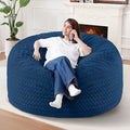 4FT Bean Bag Chair,Giant Bean Bag Chairs for Adults,Big Bean Bags with Memory Foam Filled, Large Beanbag Chairs with Chevron Plush Cover-Blue