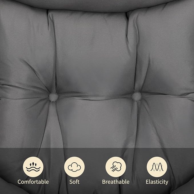 TLSUNNY Lazy Chair with Foldable Ottoman, Modern Comfy Lounge Chair, Large Sofa Armchair with Footrest and a Side Pocket, Reading Chair with Footstool for Bedroom, Living Room, Dorm (Dark Grey)