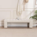 AIITTCC Velvet End of Bed Bench Upholstered Modern 59" Bedroom Bench for King Bed Bench Tufted Window Bench Comfy Long Ottoman for Living Room/Entry/Indoor (Ivory White, 59" Wide)