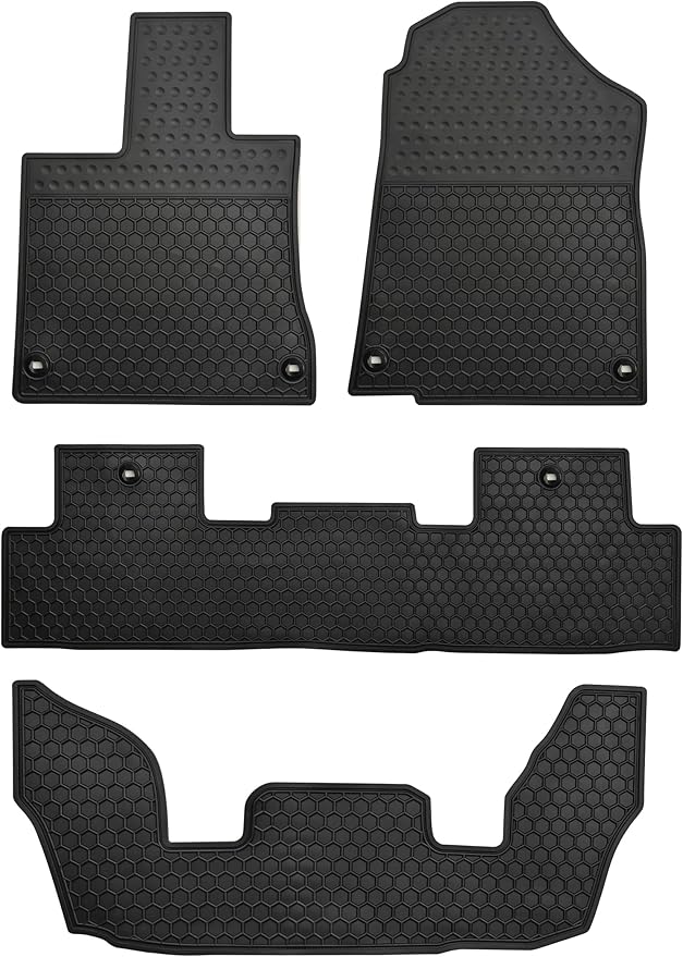 Car Floor Mats Custom Fit for Acura MDX 2022-2025 Black Rubber Auto Liner Mats All Weather Protection Heavy Duty Odorless