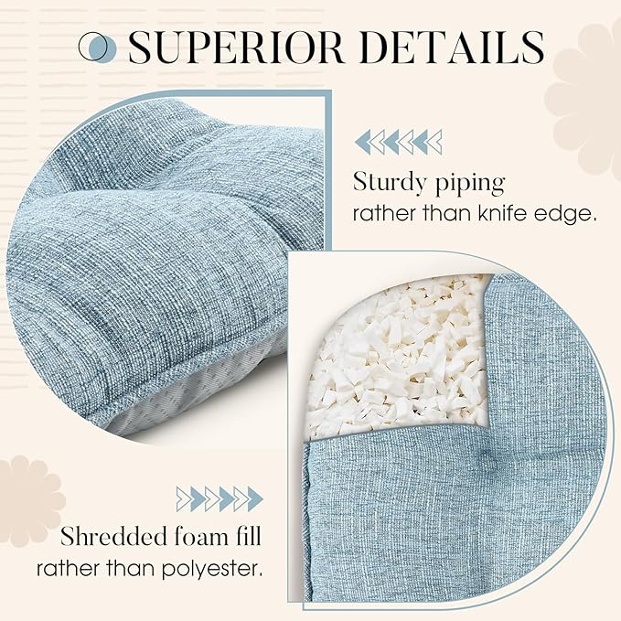 Basic Beyond Chair Cushions for Dining Chairs 4 Pack, Chair Cushion with Ties and Non Slip Backing, 15.5 x 15.5 inches Tufted Chair Pads for Dining Chairs(Baby Blue)